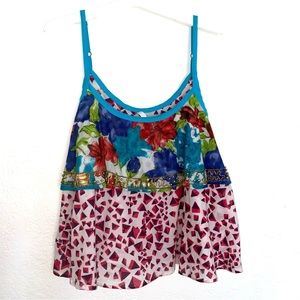 Embroidered Floral Cami Top - Multicolor